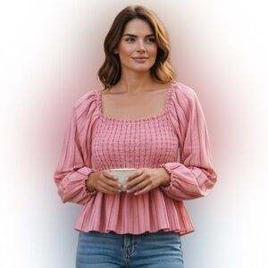 Candie's Blush Pink Smocked Blouse